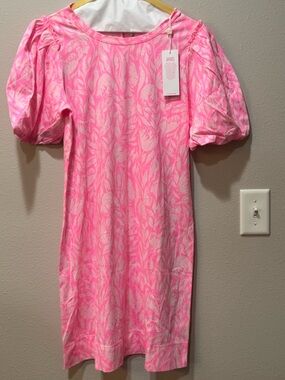 Lilly Pulitzer Pink & White Tropical Print Shift Dress